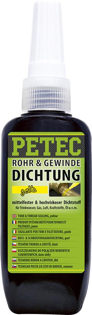 PETEC Tmel na potrubia a závity, vysoká pevnosť žltá - 50g fľaša