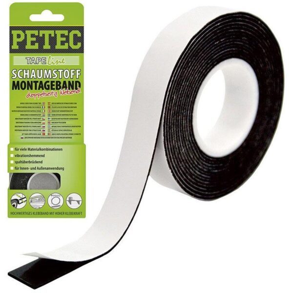 PETEC Penová montážna páska čierna - 2mm x 12mm x 1mm blisterová páska