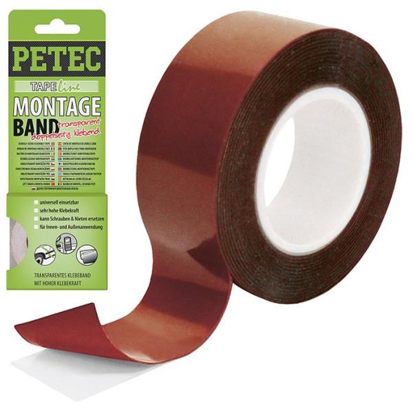 PETEC Montážna páska priesvitná - 2m x 19mm x 0,2mm blistrová