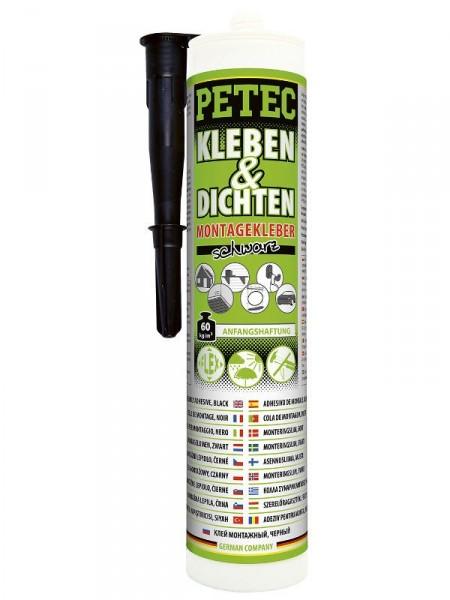 PETEC Montážne lepidlo na lepenie a tesnenie čierne - 290ml kartuša