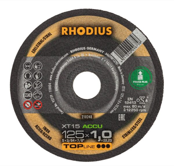 RHODIUS Sada rezných kotúčov XT15 ACCU BOX - 125x1,0x22,23mm - 10ks