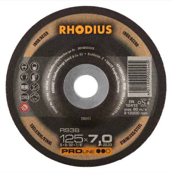 RHODIUS Brúsny kotúč RS38 - 125x7,0x22,23mm
