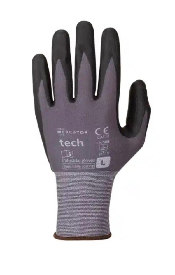 Rukavice MERCATOR tech grey+black NBR, veľ. L